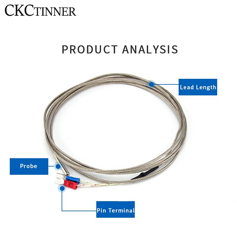 4*30mm Type K Thermocouple 1/2/3/4/5M Probe Type Shielded Braide Wire Thermocouple Temperature Sensor For Temperature Controller