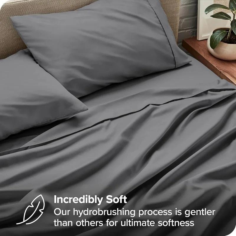 Extra Deep Pocket King Size Sheets Sets Fits Mattress Cover Split Head Flex King Sheet Set Bed Sheets Double Brushed Easy Fit 4 Piece Set FlexTop