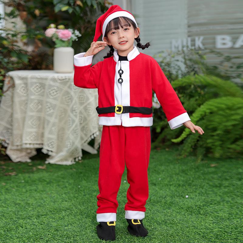 

Рождественский детский комплект, красная новая одежда для выступлений для мальчиков и девочек, детская фотография, одежда Санта-Клауса 150cm