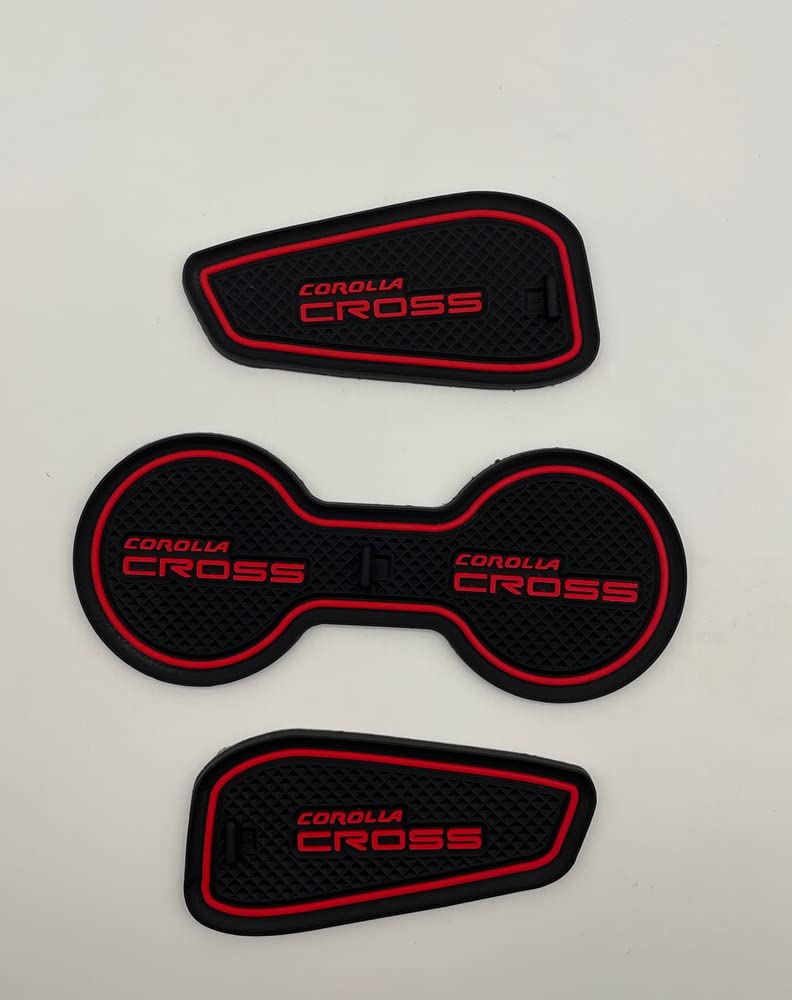 MEKOMEKO Interior Rubber Mats for the New Toyota Corolla Cross 2021 and Door Pocket Rubber Floor Console Interior Noise Silicone 11 Black (September