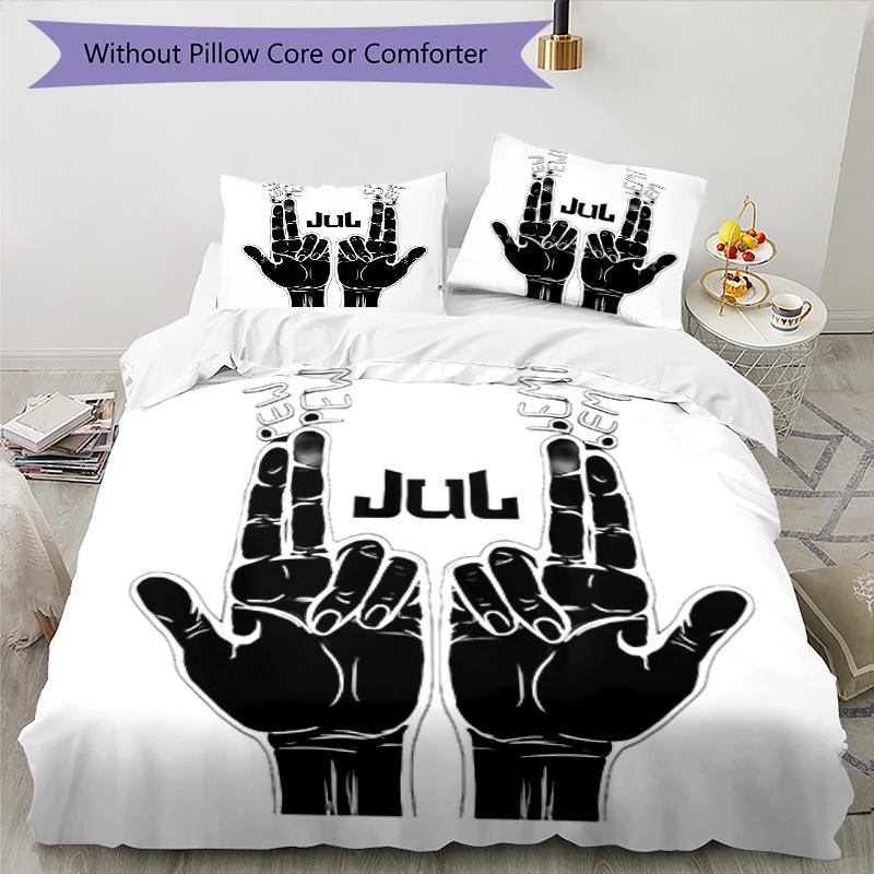 3pcs Jul  rapper pattern bedding set duvet cover set includes duvet cover &pillowcases, perfect all season bedroom decoration & gift