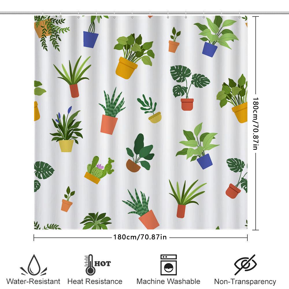 Vibrant Indoor Plants Bath Mat Shower Curtain Perfect Decor For Your Bathroom With Green Foliage Flower Patterns Size Customizab