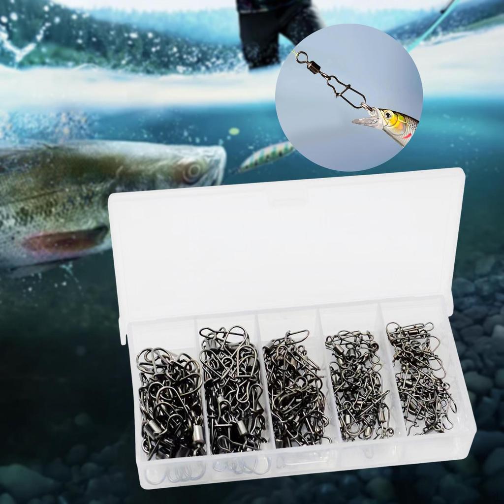 50 Pieces Fishing Swivel Clips Barrel Connector Swivels
