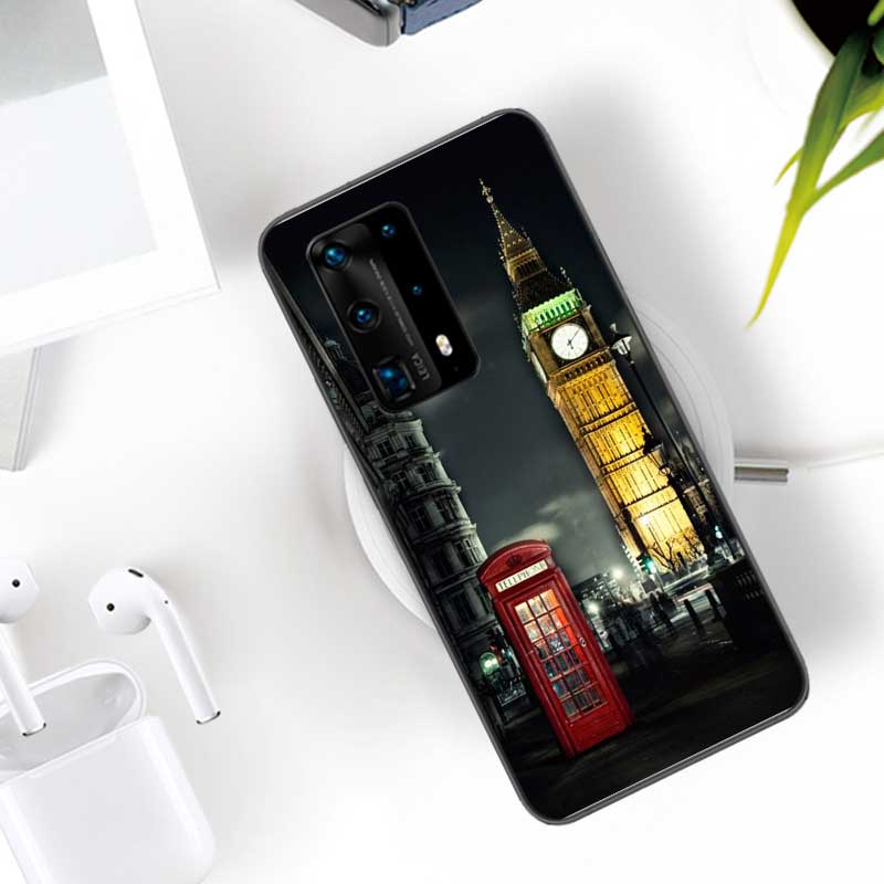 london bus england telephone Soft Clear Phone Case For Huawei P30 Lite P10 P20 P40 P50 Pro Mate 40 Pro 30 20 10 Lite Cover Silic