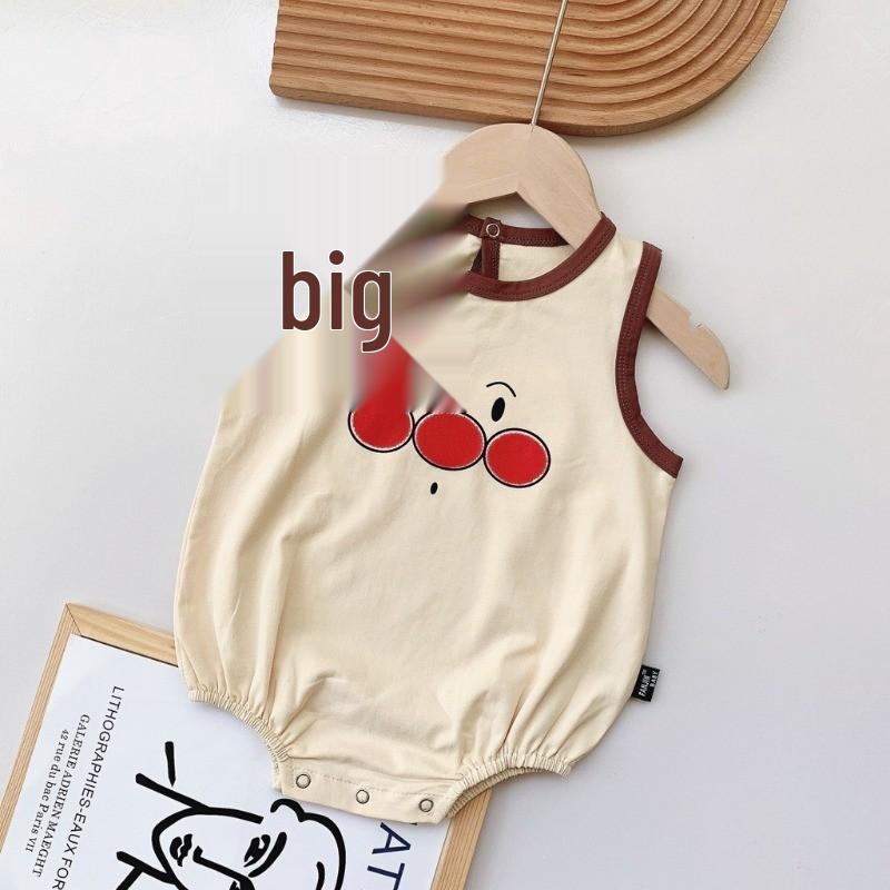 Unisex Summer Sleeveless Cartoon Baby Romper 80 cm бежевый