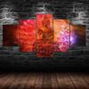 Buddha Statue Mystic Cosmos Scenery 5 Piece Five Panel Wall Canvas Print Modern Art Poster Picture Home Decor Gift For Him Her