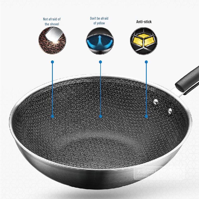 Supor X Jingdun 316 Stainless Steel 30CM Flat-Bottom Wok