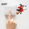 Self Adhesive Wall Art Halloween Switch Sticker, Witch Riding Broom Light Decal, Decorative Plate Covers Self-Adhesive Stickers for Bedroom
