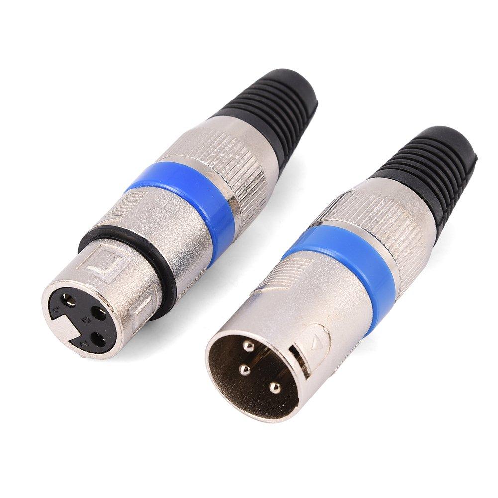 VBESTLIFE 5pcs 3-Pin XLR Microphone Audio Connectors, Male Plug + Female Socket, Zinc Alloy, High Conductivity, Ultra Durable, Low Noise, XLR 3-Pin
