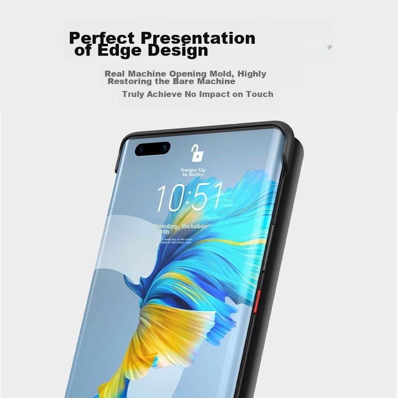 Leather Flip Case for Huawei Mate40 Pro/Mate40E Pro Smartphones, Full Protection Cover with Smart View Window, High-End Style, Ultra-Thin Black