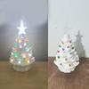 Small Christmas Tree with Ornament for Tabletop Display Ceramic Night Light Stylish Festival Home Decoration Supplies