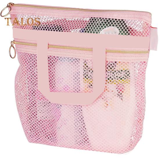 

Сумочка для душа Полая сетка Прозрачная застежка-молния большой вместимости Быстросохнущая портативная косметичка Сумочка для душа Сумка для душа Travel Camp Пляжные туалетные принадлежности розовый