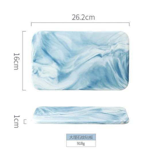 New Marble Cutting Board Dinner Plates Ceramic Tray Golden Border Plate Dinner Set Plates and Dishes Kitchen Utensils Porcelain