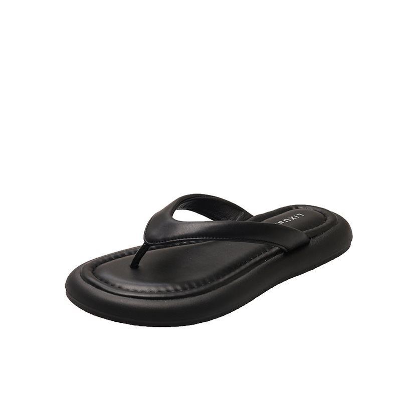 

2025 summer toe feeling clip seaside new beach flip-flops thick bottom shit clip foot slippers step on cool slippers women wear 40 чёрный