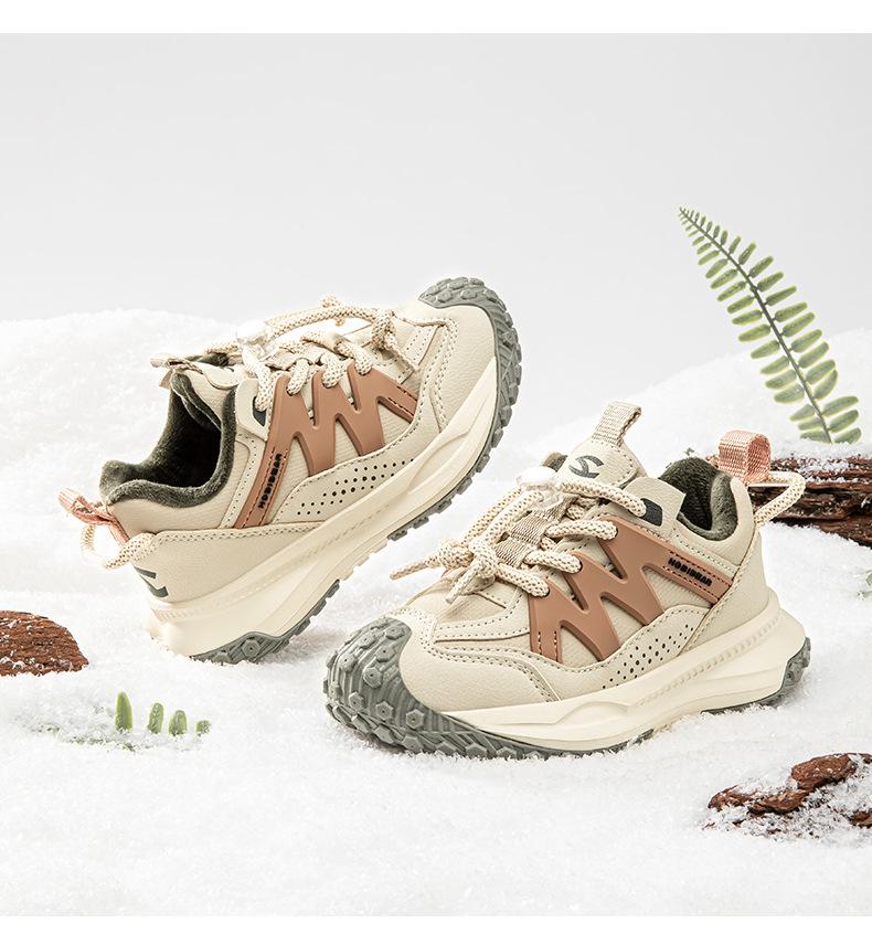 Habi Bear Boys' and Girls' Double Cotton Sneakers with Velvet Lining and Durian Sole for Winter