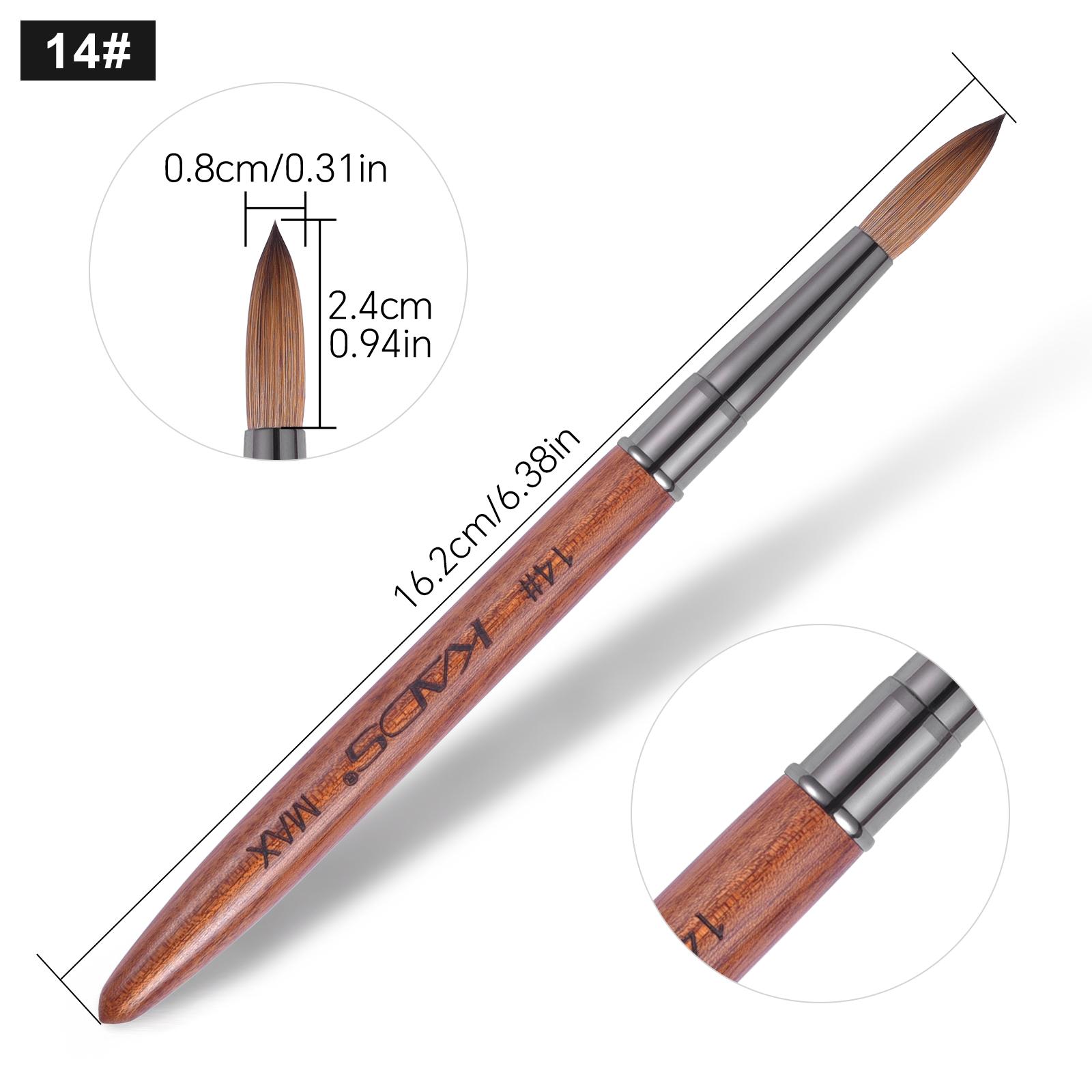 

kads Кисть для ногтей из акрила Kolinsky Sable с красной деревянной ручкой для наращивания ногтей, профессиональный маникюрный инструмент для самостоятельной резьбы по ногтям, ручка для дизайна ногтей