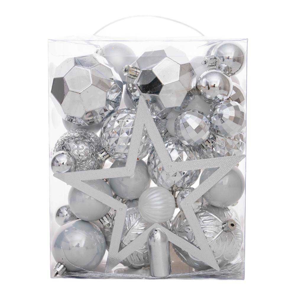 

50Pcs Christmas Tree Decoration Christmas Ball Ornaments For Xmas Hanging Baubles Gold Silver Christmas Tree Pendants Gifts срібний