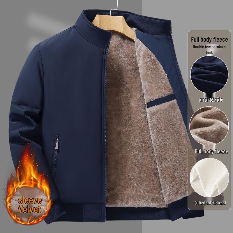 

Men s Fleece-Lined Jacket, Warm Winter Coat for Middle-Aged & Elderly, Dad s Casual Cotton Outerwear 4XL (165-175 jin)
