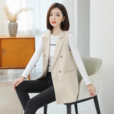 Double-breasted Vest Suit Jacket Women's Spring and Autumn New Loose Temperament Black Slim Suit Vests