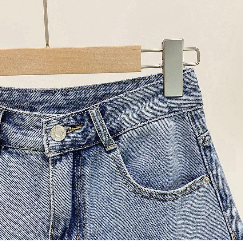 Stylish Loose High-Waist A-Line Denim Shorts for Women – Summer Korean Wide-Leg Slim Fit with Curled Hem