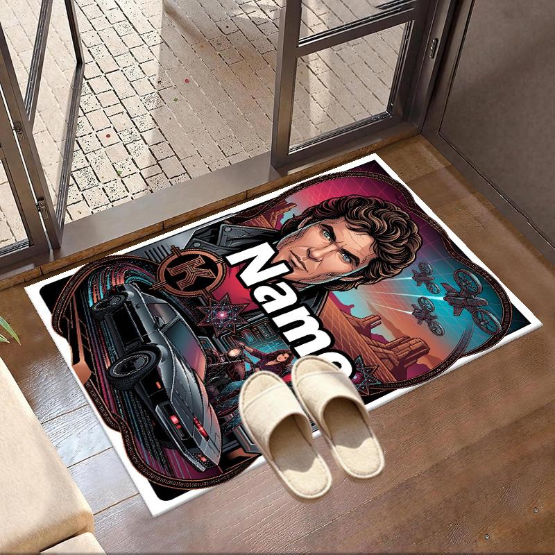 Custom Name Personalized Knight Rider Print Carpet, Versatile Home Decor Rug, for Playroom, Apartment, Balcony, Entryway, Hallway Gift