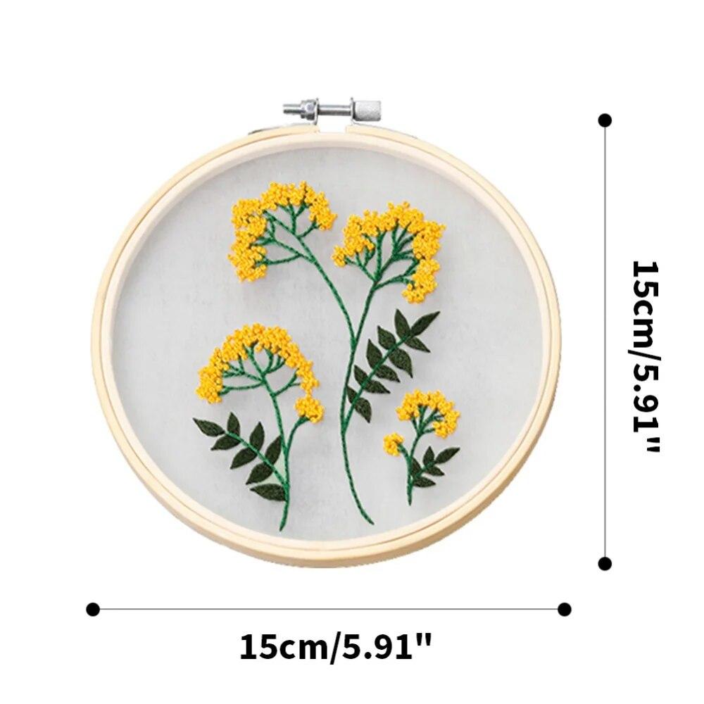 Creative Diy Hand Embroidered Transparent Gauze Floral Plant European Embroidery Material Package Beginner Embroidery Kit