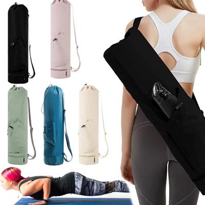 Yoga Mat Bag with Water Bottle Pocket Wet Bag Adjustable Shoulder Strap Portable Waterproof Outdoor Hiking Travel Gym Sports Yoga Pad Carrier