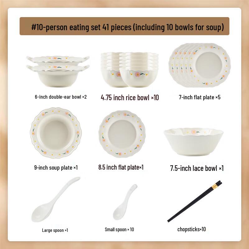 Modellanka French White Peony Ceramic Dinnerware Set