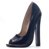 Escarpins à talons hauts blocs de 16 cm pour femmes, chaussures peep toe unisexes pour pole dance et boîte de nuit, chaussures sexy