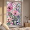Sticker pour Vitre Statique, Film pour Fenêtre Texture Fleur en Verre Coloré, Autocollant de Fenêtre Imperméable Anti-poussière Bloquant les Rayons UV pour la Décoration de la Maison