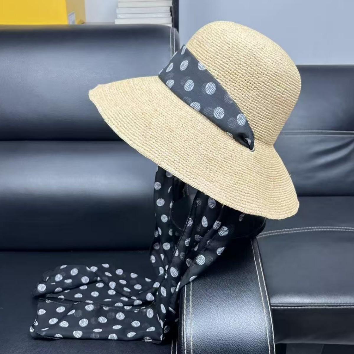 

High quality raffia hat women s sunshade sun protection UV summer outing basin hat bucket hat beach sun hat M（55-58cm）