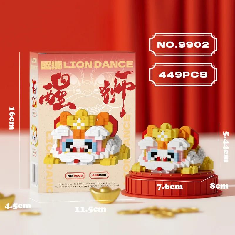 

Chinese Culture Micro Building Block Model Kawaii Dancing Lion 3D DIY Puzzle Figure Assembled Magic Bricks Toys For Kids Gift No Box
