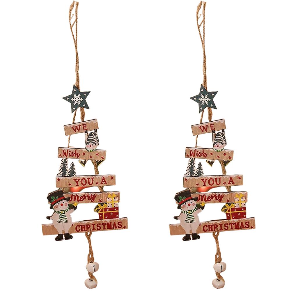 2PCS/SETChristmas Hanging Pendant Wooden Crafts Xmas Tree Wall Ornament Natal Navidad Merry Christmas Decor Happy New Year 2026