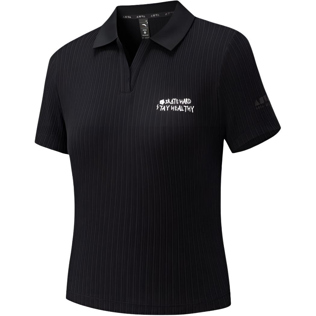 Anta Lifestyle Series Letter Slim Fit V-Neck Short Sleeve Polo Shirt Women tops 162628127-3 S