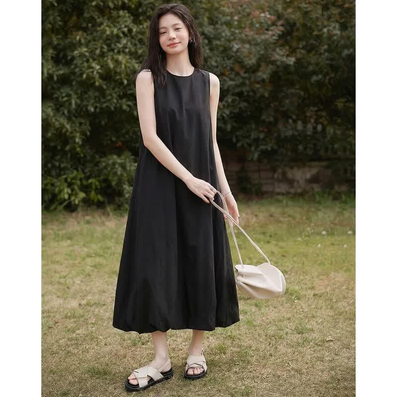 Demana Pure Cotton Sleeveless A-Line Midi Dress