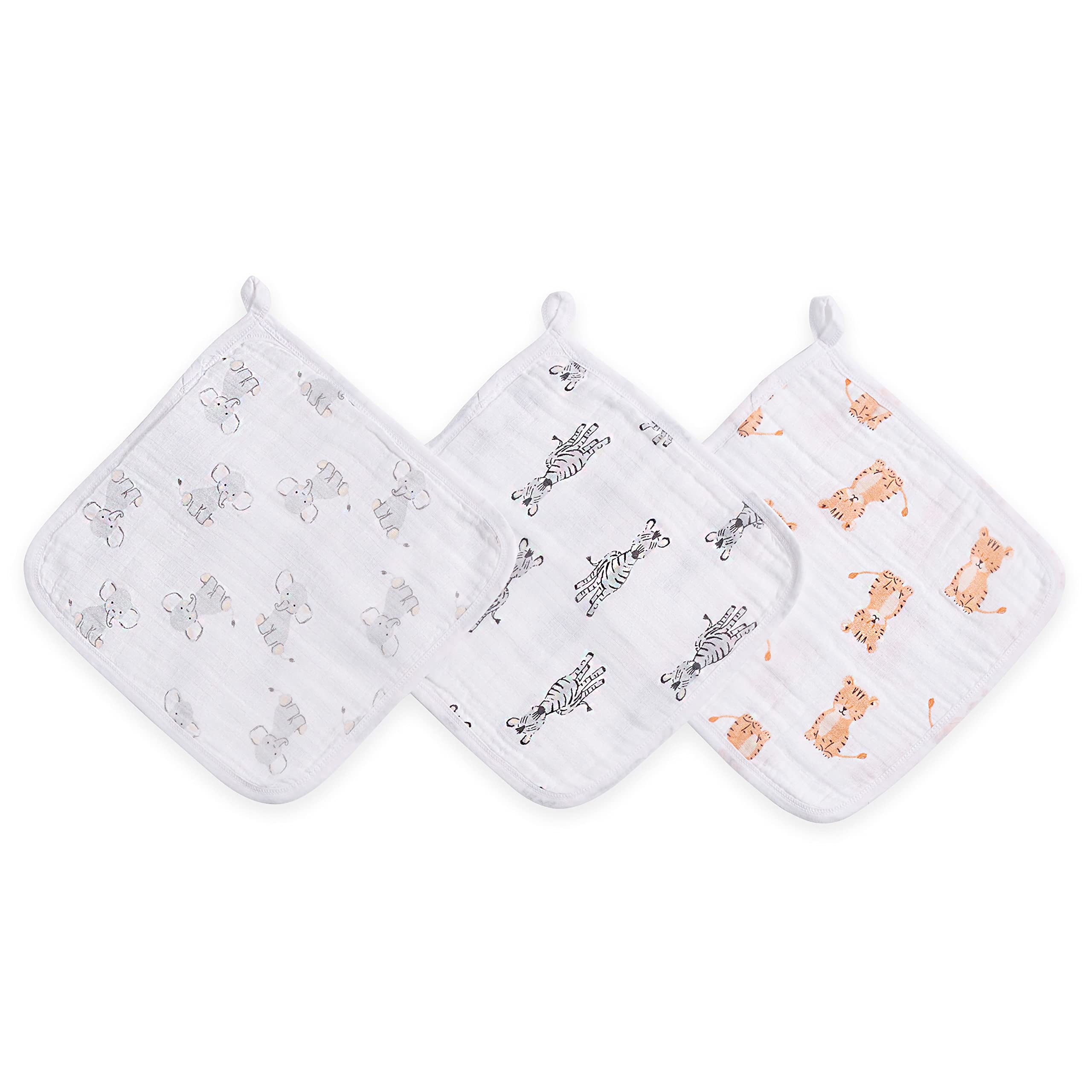 

aden anais Safari Gauze x Muslin Cotton with Baby WCADAEG667B + Towels, 3-Piece Set, 27.5 27.5cm, Loops, Gift,