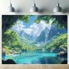 2D Scenic Mountain Lake Tapestry Waterfall Nature Background Cloth for Home