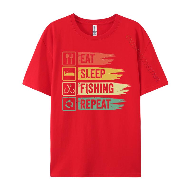 Rife Men T Shirt Eat Sleep Fish Repeat Tshirt Tops Shirt All Cotton Leisure T Shirt Street Wear T Shirt