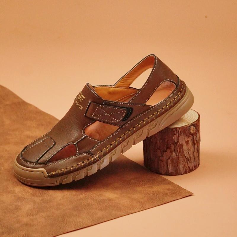 Mote Italiensk Merke Herre Casual Sandaler Massasjesåle Herre Oxford Sko Pustende Sommer Kjøresko Sklisikker Håndlaget Såle