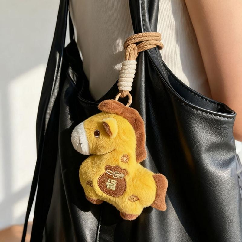 Lucky Horse Year Plush Keychain Pendant Decoration Soft Hanging Toy For Bag Car Keys Accessories