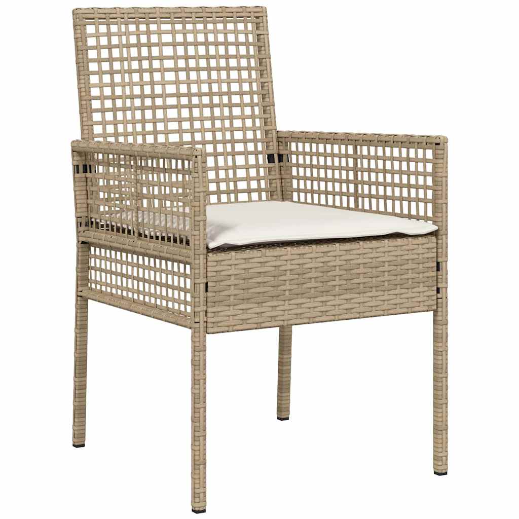 Garden Dining Set 3 Pcs Beige Poly Rattan