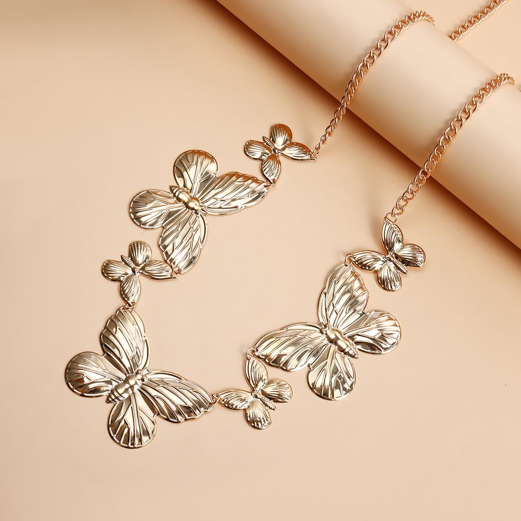 Women's Simple Metal Butterfly Pendant Waist Chain, Belt Summer Butterfly Body Chain, Trendy Link Belly Chain Belt Bikini Waist Body Jewelry