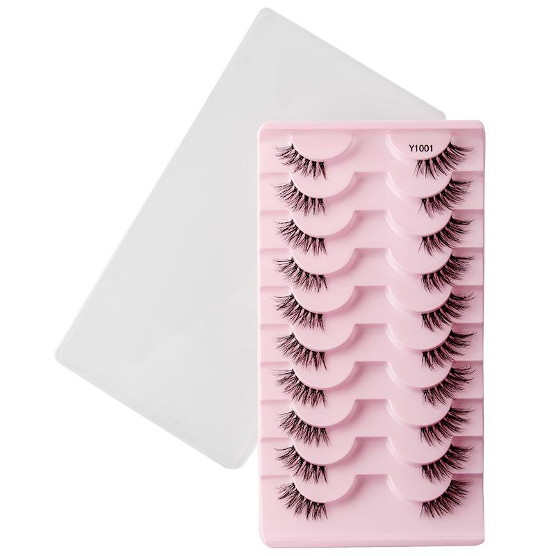 10-Pair Pack of Faux Mink Thick Half-Eye False Eyelashes
