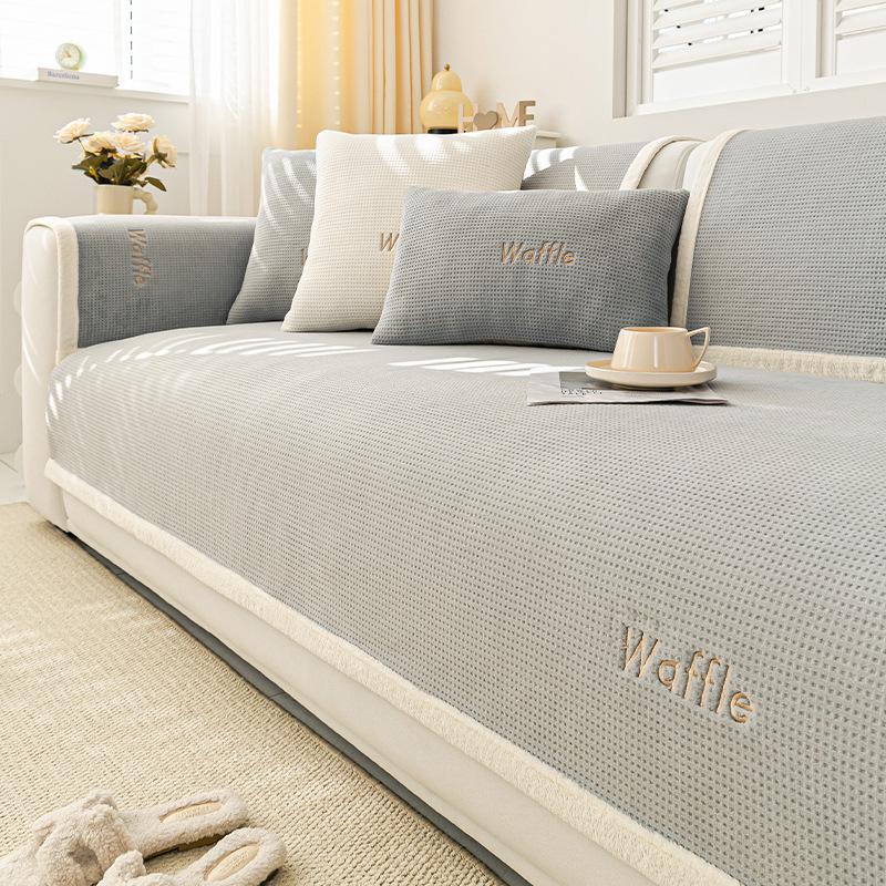 Nytt Broderi Bokstav Sofatrekk Plysj Pute Sofapute Moderne Fortykket Sklisikker Sofapute Høst Vinter Sofatrekk