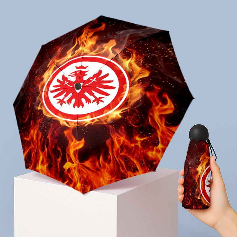 Eintracht Frankfurt Football Pattern Printed Mini 5 Folds 8 Ribs Compact Umbrella Windproof Waterproof Lightweight Portable Folding