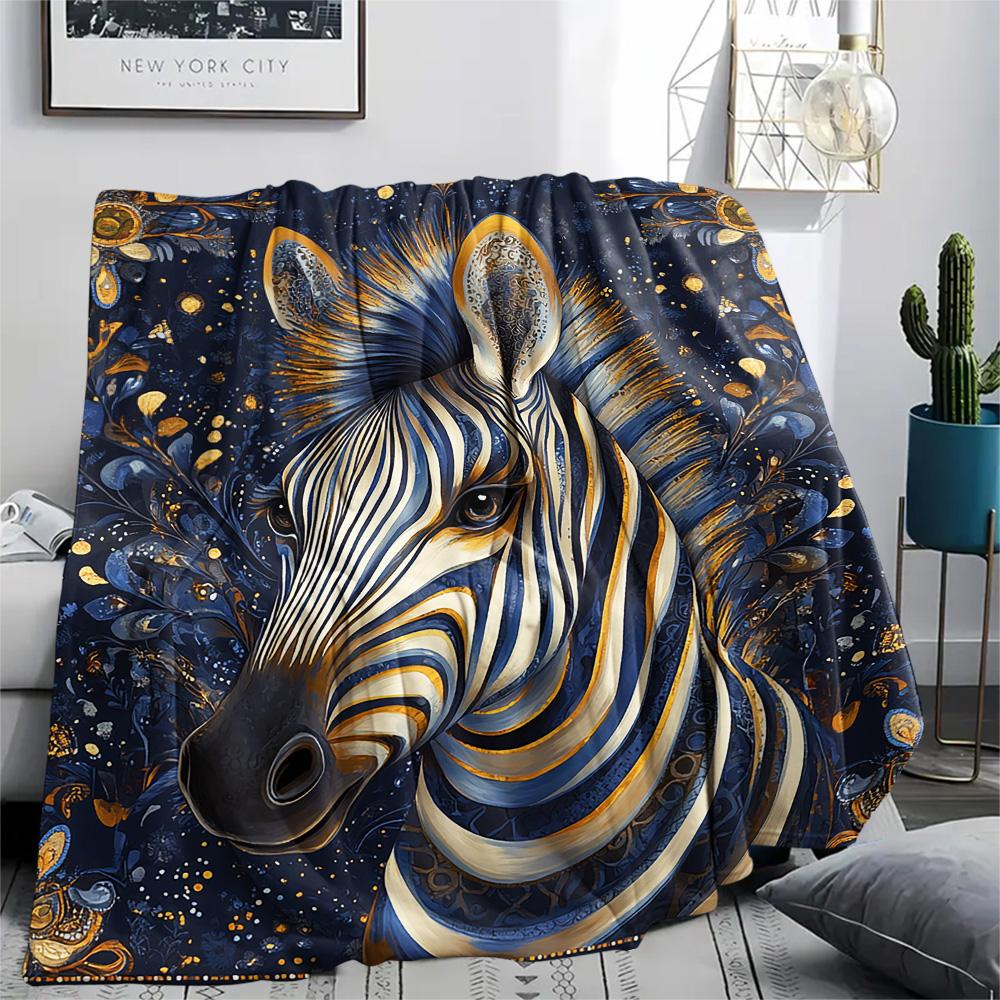 Zebra Print Flannel Blanket, High quality Comfortable for All Seasons, Home Decor, Warmth and Comfort, Perfect for Christmas Gifts