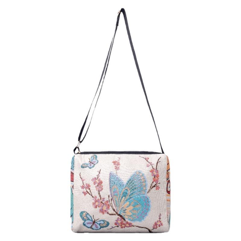 Bolsa Bordada Dupla Face Estilo Étnico, Bolsa Quadrada Pequena Feminina, Bolsa Transversal, Bolsa Pequena Leve, Bolsa de Viagem