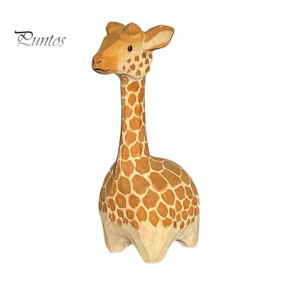 Cute Giraffe Decor for Nursery Wooden Figurine, Cartoon Ornament, Minimalist Animal Hand Painted Crafts Statue, Hand-Painted Desk Shelf Kids