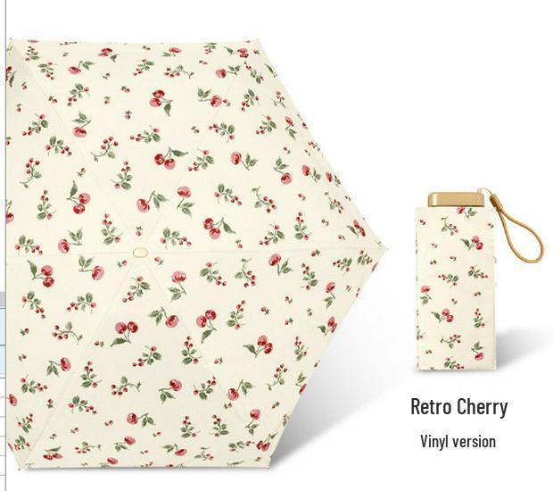 Zhi Retro Cherry Six-Fold Dual-Use Sunscreen Umbrella