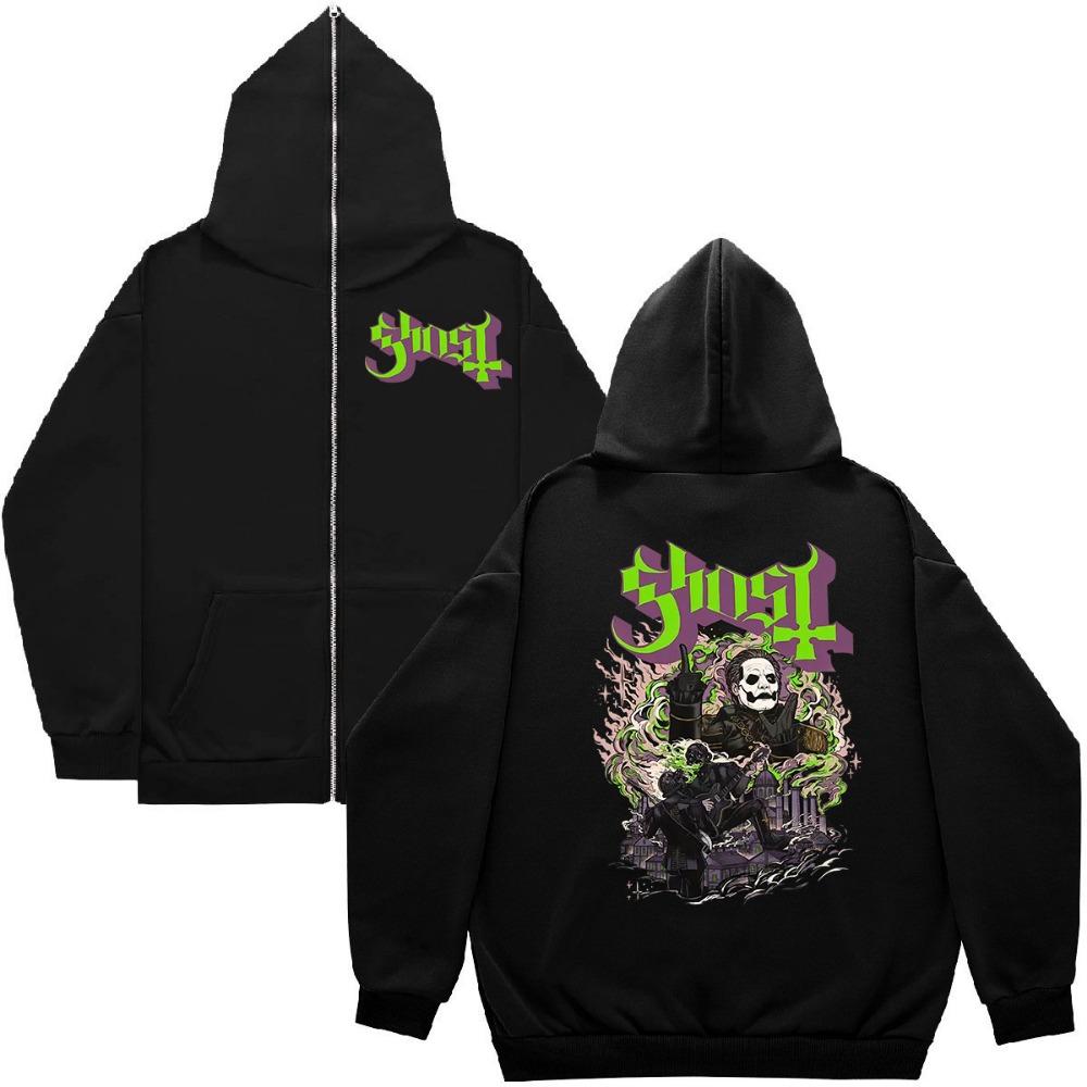 

Толстовка Ghost Band на блискавці для чоловіків у стилі хіп-хоп, оверсайз, мода C Ar XXXL чорний